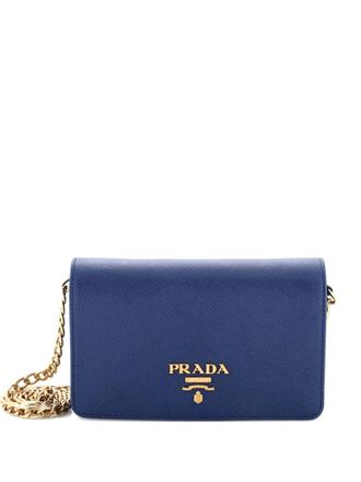 Prada Chain Wallet Saffiano Leather crossbody bag - Blauw
