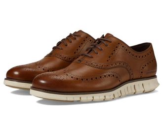Cole Haan Zerogrand Wingtip Oxford Mens Lace Up Wing Tip Shoes British Tan : 10 D - Medium, Leather/Suede