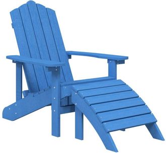 vidaXL Garden Adirondack Chair with Footstool HDPE Aqua Blue vidaXL