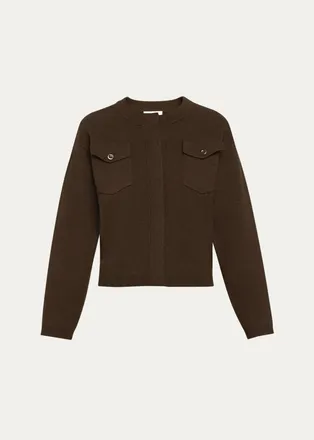 Vince Flap Pocket Wool-Blend Sweater Jacket