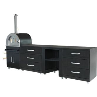 Oviala Oviala - Cucina da esterno a 4 elementi con forno per pizza nero