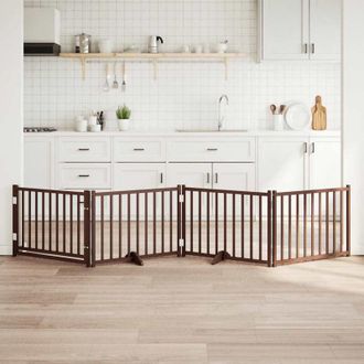 vidaXL vidaXL Cancello Cani Pieghevole Marrone 4Pannelli 320cm Massello Abete