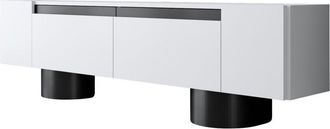 Asir Group LLC Mobili TV, tavolo TV, credenza bassa Stand Bianco Nero