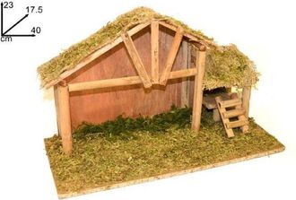 Trade Shop Trade Shop - Capanna Vuota 40x17.5x23 Cm Muschio Scaletta Presepe Addobbo Decorazione Natale