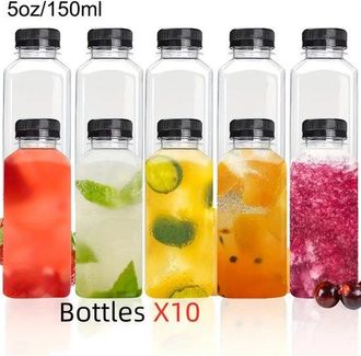 OEM Botellas Para Zumo, 10 Unidades, Botellas Transparentes Para Beber, Reutilizables, Botellas De Pl&aacute;stico Aptas Chupitos, 500 Ml, Transparentes