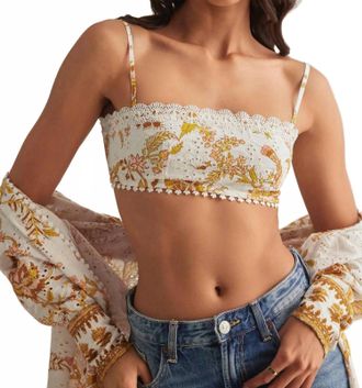 Hemant & Nandita Tora Bandeau Square Neck Top In Off White