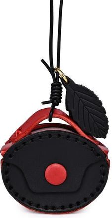 OLD TREND Oval Genuine Leather Two Tone Mini Charm in Black at Nordstrom