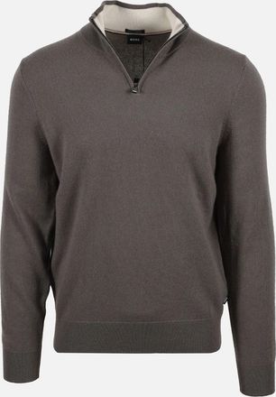 HUGO BOSS Mens BOSS BLACK HEMARLO HALF ZIP KNITWEAR OPEN BROWN - Grey - Size: 44