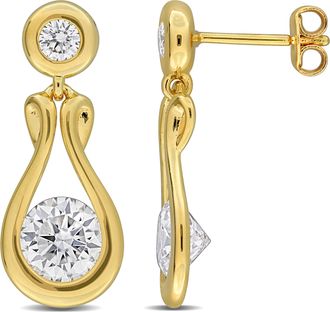 Mimi & Max 2 4/5ct DEW Created Moissanite Drop Earrings in Yellow Plated Sterling Silver