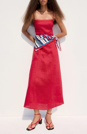 Mango A-Line Linen Dress in Red at Nordstrom, Size 6