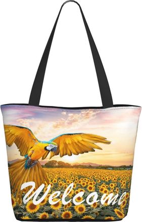 AOOEDM Welcome Parrot Sunflower Ladies Shopping Bag 13x11x7in.The Perfect ValentineS Day Gift.It Is The Best ValentineS Day Gift For Mom, Daughter, Wife,Etc