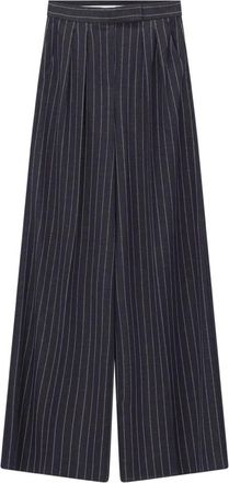 Max Mara Wijde broek - Dames - Wijde Broeken - Blauw - L - Broeken
