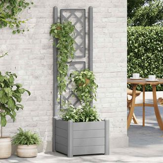 vidaXL Vidaxl - Jardinera Con Enrejado Pp Gris Piedra 43x43x142 Cm