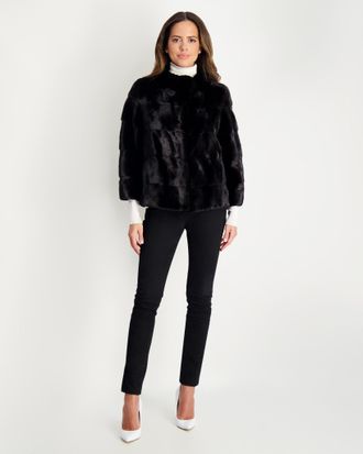 Gorski Horizontal Mink Jacket, Stand Collar