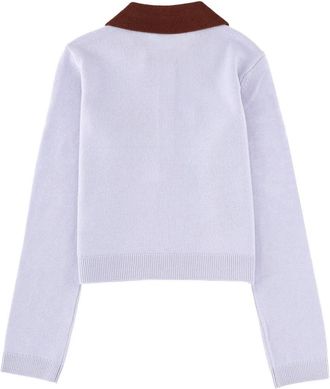 Self Portrait Wool with Contrasting Collar Blouse - Blue