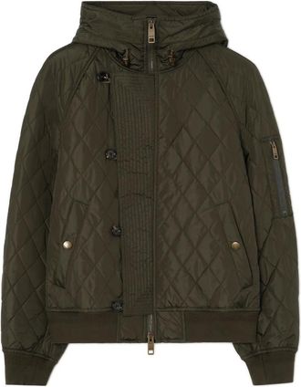 Burberry Gewatteerd nylon bomberjack met capuchon - Heren - Jassen - Groen - Maat: L Nylon