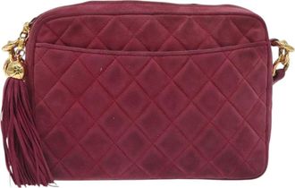 Chanel Camera Pink Suede Shoulder Bag (Pre-Owned)