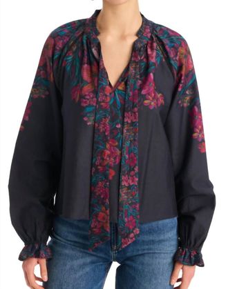 Allison New York Marlow Split V-Neck Blouse In Painterly Floral