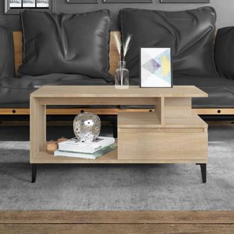 vidaXL Vidaxl - Mesa De Centro Madera Contrachapada Roble Sonoma 90x49x45 Cm