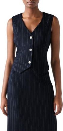 L.k. Bennett Bella Pinstripe Vest in Navy at Nordstrom Rack, Size 14 Us / 18 Uk