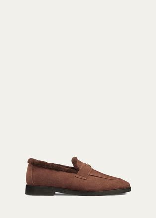 Bougeotte Suede and Shearling Loafers