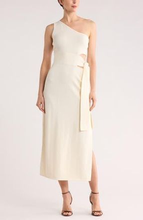 SIMKHAI Aurelia One-Shoulder Cotton & Silk Dress in Ivory at Nordstrom Rack, Size X-Small