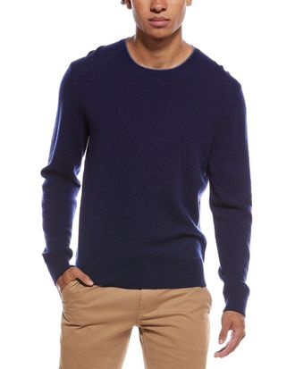 Amicale Cashmere Brioche Two-Tone Cashmere Crewneck Sweater