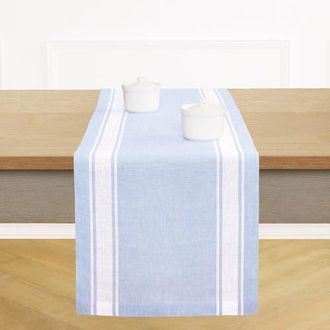 Solino Home Linen Table Runner for Dining Table, Holiday and Everyday Table Decor - Country Stripe in Cashmere Blue at Nordstrom, Size Xx-Large