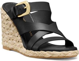 Stuart Weitzman Sai Espadrille Wedge Sandal in Black at Nordstrom, Size 7.5
