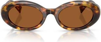 Miu Miu 52mm Oval Sunglasses in Honey Havana /Dark Bronze at Nordstrom