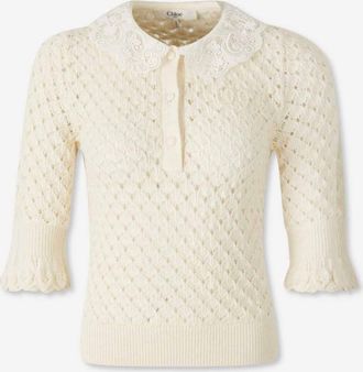 Chloé Lace Collar Polo