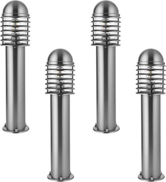 Loops 4 PACK Outdoor Post Bollard Light Polished Steel Vandal Proof External Pathway