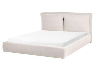 Beliani Cama matrimonial de tejido beige 160x200
