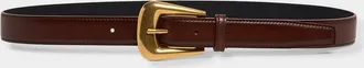 Saint Laurent Folk Buckle Belt in Calfskin Leather