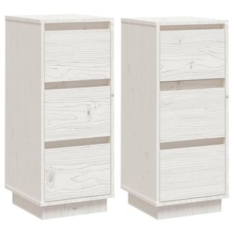 Berkfield Home Sideboards 2 pcs White 32x34x75 cm Solid Wood Pine | Size: 32 x 34 x 75 cm