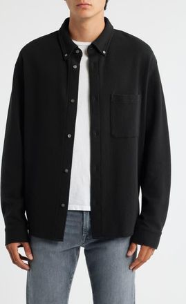 Frame Denim Waffle Textured Button-Up Shirt in Black at Nordstrom, Size Xx-Large