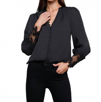 L'agence Ava Lace Cuff Blouse In Black