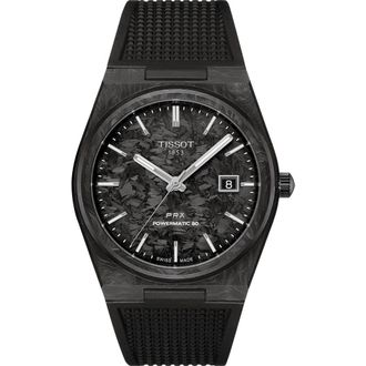 Tissot PRX GTS Powermatic 80 Rubber Strap Watch, 40mm in Black Carbon at Nordstrom