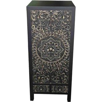 Wanderlust Deco Armario De Madera 2 Cajones 2 Puertas 50x34,5x121h Cm
