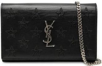 Saint Laurent Pre-owned Star Embellished Crossbody Bag - Dames - Vintage Clutch - Zwart - ONE Size - Leer - Vintage
