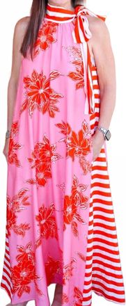 Entro Wailea Maxi Dress In Orange And Ivory