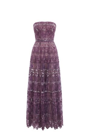 Saiid Kobeisy Strapless Beaded Tulle Dress