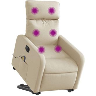 vidaXL Vidaxl - Sill&oacute;n De Masaje El&eacute;ctrico Reclinable Elevable Tela Crema