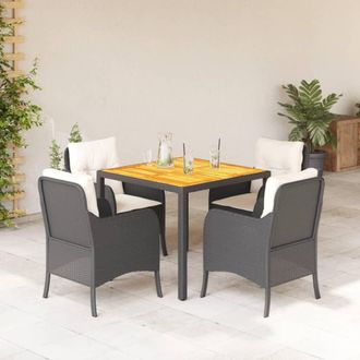 vidaXL Set De Muebles Jard&iacute;n 5 Pzas Con Cojines Rat&aacute;n Sint&eacute;tico Negro Vidaxl