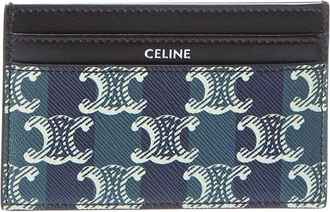 Celine Celine Medium Striped Triomphe Canvas & Leather Card Holder