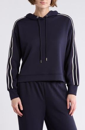 T Tahari Braid Trim Scuba Knit Hoodie in Deep Navy at Nordstrom Rack, Size X-Small