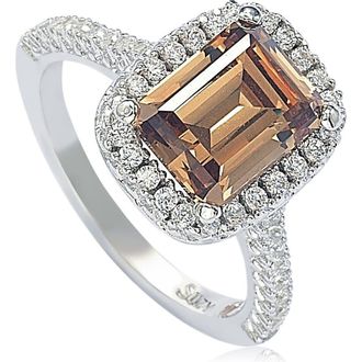 Suzy Levian Sterling Silver Ascher Cut Brown CZ Ring at Nordstrom Rack, Size 5.5