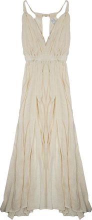 120% Lino V-Neck Viscose Linen Flared Dress