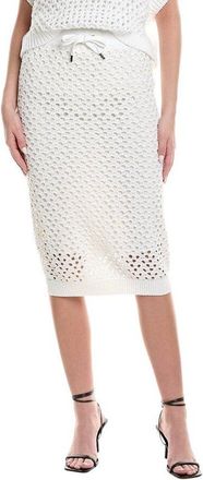 Brunello Cucinelli White Crochet Midi Skirt, Size X-Small