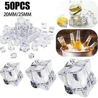 OEM 50 Piezas De Hielo Artificial Transparente Triturado, Cubitos De Hielo Para Rellenar Jarrones, Cubos De Hielo Cuadrados, 25 Mm X 50 Piezas, 11